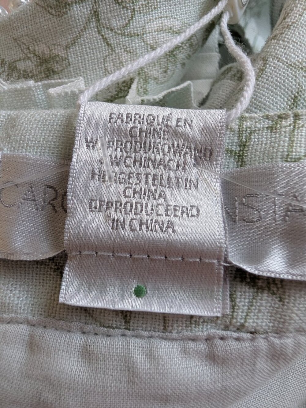 Caroline Constas Sage Green Pearl Neck Trim Floral Linen Maxi Dress Size S NWT - Picture 7 of 13